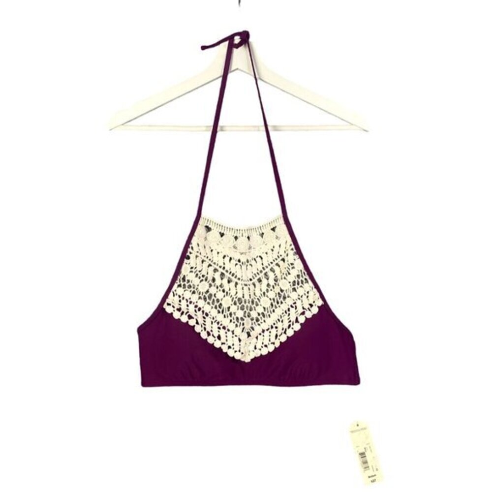 ARIZONA Halter Swim Bikini Top Womens SZ M‎ Crochet Coquette Fairy Ethereal NEW